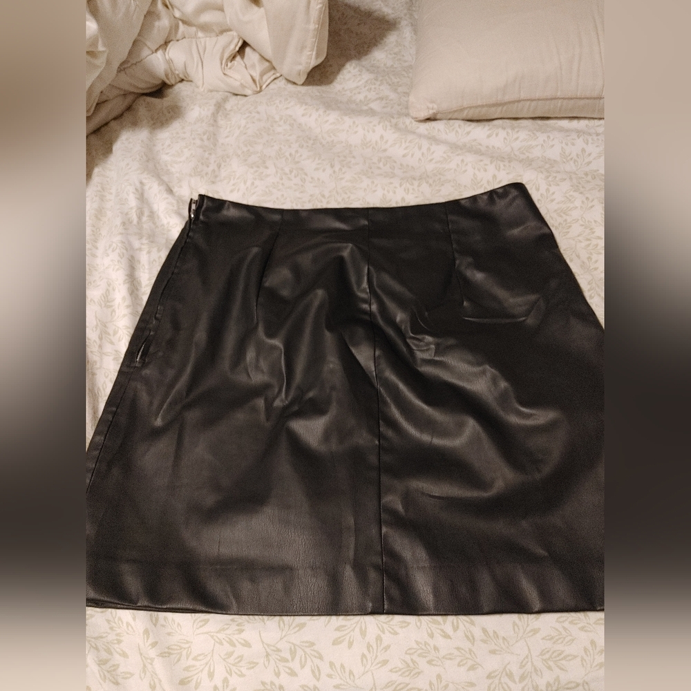 NEED IT GONE! 2/$20 Black Faux Leather Skirt